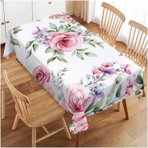Swono Mantel rectangular con diseño de rosas y hojas de rosas, mantel oblongo, de 52 x 70 pulgadas, para mesa de comedor, bufé, fiestas, patio y