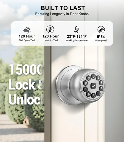 Vista 3 de Cerradura de puerta con teclado inteligente con asa, pomos de puerta inteligentes con cerradura, cerradura de puerta automática con código