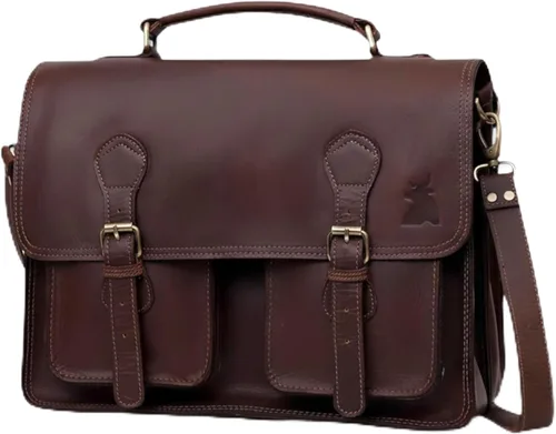 Leather Messenger Bag For Men, Vintage Handmade Laptop Briefcase and Shoulder Bag for Men