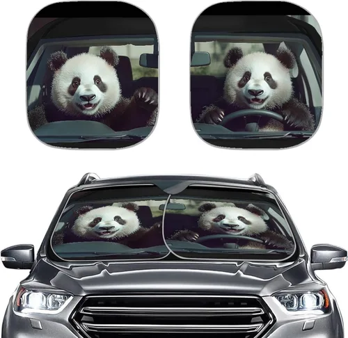 Vista 20 de Mumeson Parasol plegable para parabrisas de automóvil con estampado de ciervos, 2 piezas, visera para ventana delantera, protección contra rayos UV