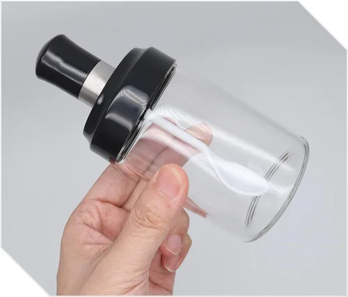 Vista 3 de EIKS Excelity - Ollas de condimentos con cuchara y tapa, recipientes de vidrio transparente, tarros para almacenar y dispensar especias, sal, azúcar