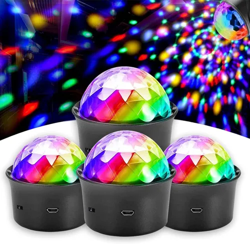Vista 8 de Paquete de 2 mini luces de bola de discoteca activadas por sonido, luces de fiesta de discoteca multicolor, batería recargable por USB, luces