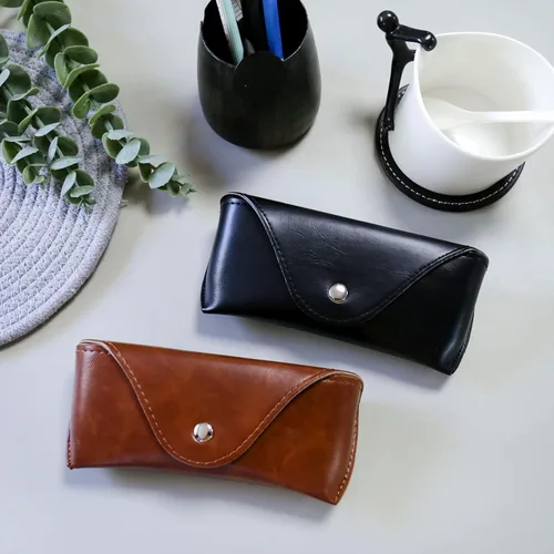 Vista 9 de Portable Leather Glasses Case,Flexible Sunglasses Pouch Slim Case for Women Men Horizontal Eyeglass Case