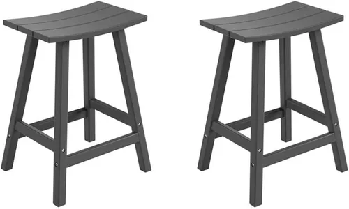 Vista 64 de Costaelm Juego de 2 taburetes de bar para todo tipo de clima, 29 pulgadas de altura, taburetes de bar Adirondack de polietileno para patio, terraza
