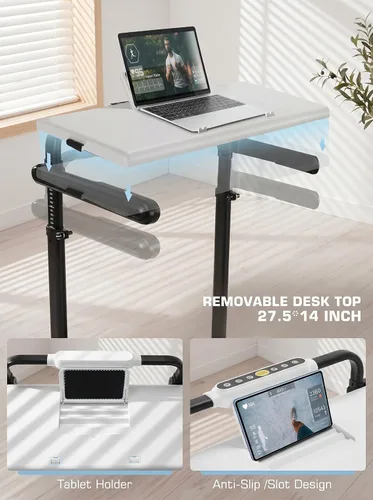 Vista 8 de ANCHEER Walking Pad Treadmill with Desk, 3.5HP Foldable Treadmill with 15% Incline & Handle Bar, Ultra-Quiet, 450LBS Capacity, 2s Quick Folding