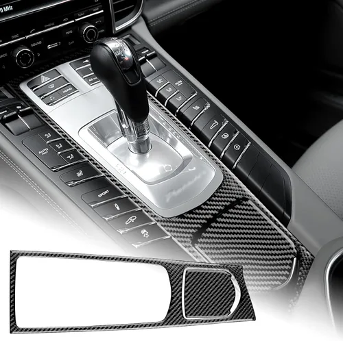 Vista 13 de AIRSPEED para Porsche Panamera 2010-2016, cubierta de marco de pantalla de navegación, botón de consola central del coche, adhesivo de marco