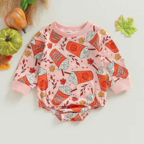 Vista 5 de Disfraz de Halloween para bebé recién nacida, sudadera de calabaza, mameluco de manga larga para otoño e invierno