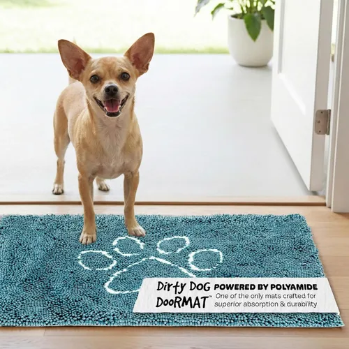 Vista 60 de Dog Gone Smart Dirty Dog Doormat - Tapete de secado rápido con respaldo súper adherente para pisos limpios - Tapete súper absorbente y lavable a