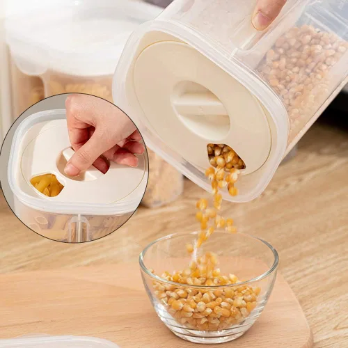 Vista 2 de Recipiente hermético para almacenamiento de alimentos, recipientes transparentes de almacenamiento de cereales de cocina con tapas herméticas