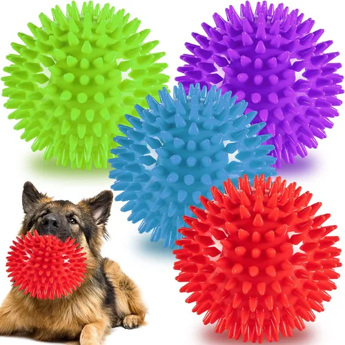 Vista 7 de Labeol Bolas chirriantes resistentes de 2.6 pulgadas para perros, paquete de 6 juguetes masticables para cachorros, juguetes para dentición, pelotas