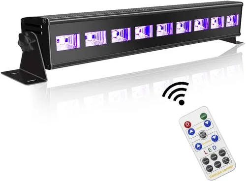 60 ft-Remote UV Black Light for Parties, JLPOW Super Bright 27W Dimmable Sound Activated Black Lights, DMX Control 9 LED UV Bar Blacklight,Best for