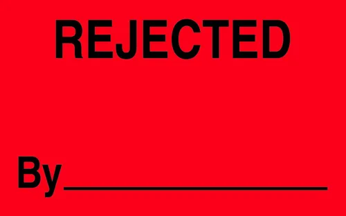 Tape Logic Aviditi Tape Logic - Adhesivo adhesivo rojo fluorescente de 1 1/4 x 2 pulgadas, "Rechazado por_", para envío, manipulación, embalaje y