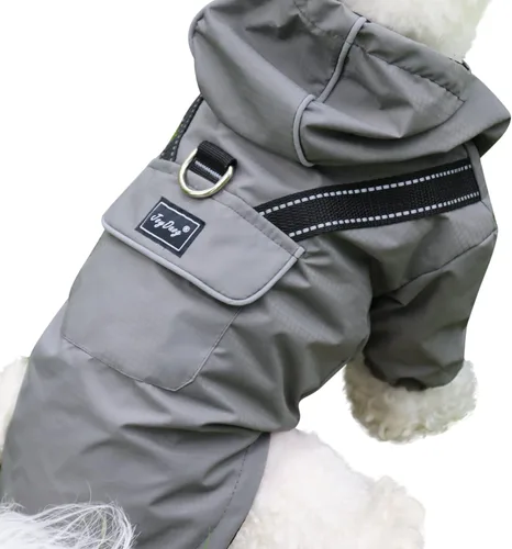 Vista 10 de Impermeable prémium para perro con capucha para perros extra pequeños, chaqueta impermeable para deportes al aire libre, impermeable para cachorros