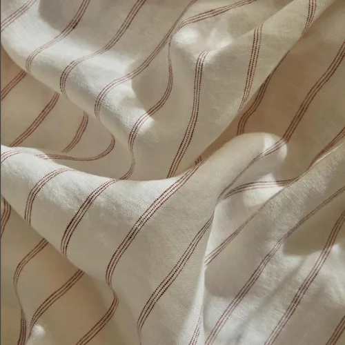 Vista 6 de mixinni Juego de funda de edredón a rayas tamaño individual, juego de ropa de cama de mezcla de lino y algodón de 3 piezas, funda de edredón vintage