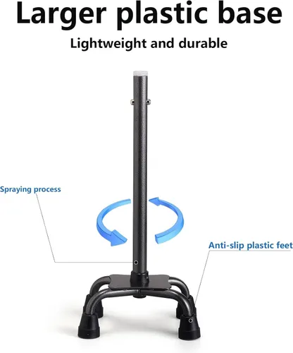 Vista 4 de Bastón de caminar para mujeres y hombres, bastón cuádruple ajustable con base de 4 puntas para estabilidad y equilibrio, bastón plegable de aluminio