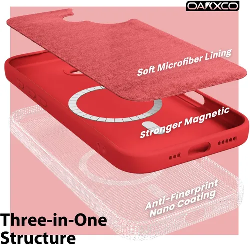 Vista 212 de oakxco Funda de silicona para iPhone 12 Pro Max, magnética, compatible con carga inalámbrica Magsafe, cubierta protectora de goma suave y delgada