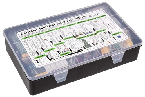 Vista 6 de Kit de surtido de componentes electrónicos de 2200 piezas, condensadores, resistencias, transistores, inductores, diodos, potenciómetro, IC, LED