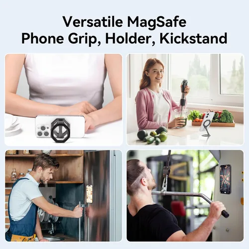 Vista 7 de Soporte magnético octogonal plegable de 360° giratorio para teléfono de escritorio de automóvil, uso universal, compatible con iPhone 12-17 Pro