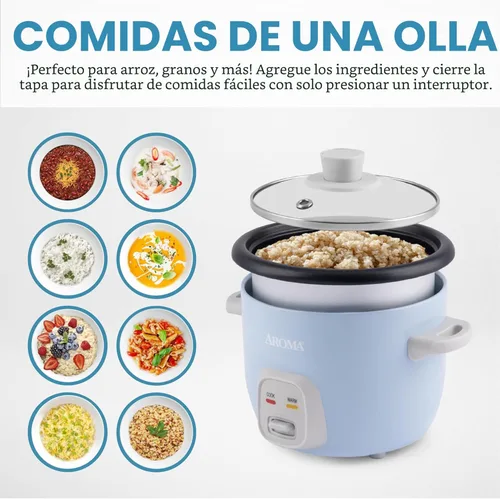 Vista 3 de Aroma Housewares 4 tazas (cocidas) / olla para arroz y granos de 1 cuarto de galón (ARC-302NGBL), azul