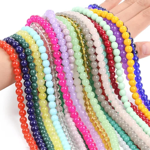 Selizo - 1250 piezas de cuentas de vidrio, 8 mm redondas, 25 colores vibrantes, para pulseras, fabricación de joyas, manualidades de bricolaje