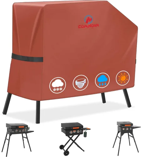 Vista 9 de Comnova - Cubierta de parrilla para parrilla Blackstone de 22 pulgadas y 17 pulgadas con capucha y soporte, cubierta de parrilla plana 600D