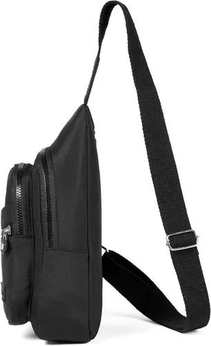 Vista 3 de Bolsa de Hombro Tipo Riñonera para Mujer, Mochila de Cinturón, Pequeñas Mochilas Cruzadas para Mujer, Mochila de Cinturón de Moda, Negro, Pequeño