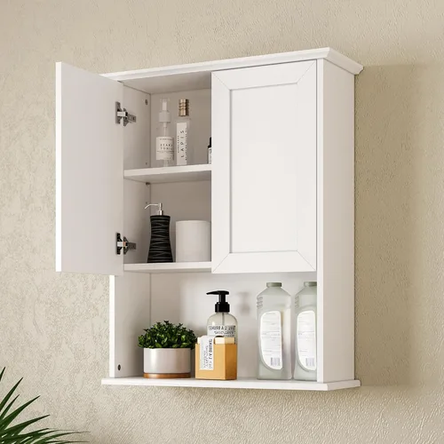 Vista 15 de Medicine Cabinet, Over Toilet Storage Cabinet, Bathroom Wall Cabinet with Arched Doors & Adjustable Shelves, Wall Mounted Cabinet with Open Shelf