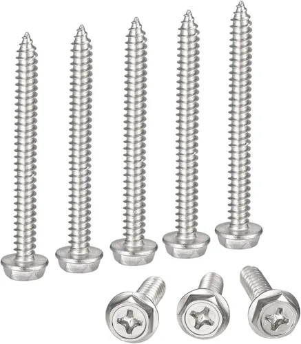 Vista 14 de uxcell Phillips - Tornillos autorroscantes para arandela hexagonal, M4 x 0.787 in, acero inoxidable 304, brida hexagonal, 25 piezas