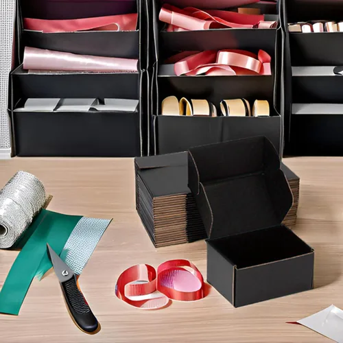 Vista 4 de Cajas de envío pequeñas de 6 x 4 x 3 pulgadas (paquete de 25) – Cajas de cartón corrugado negro resistentes para pequeñas empresas, comercio