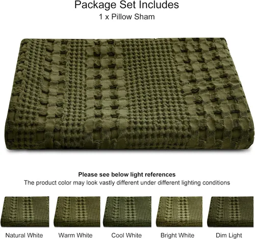 Vista 273 de PHF - Fundas de almohada 100% algodón con tejido gofre europeo, 26 x 26 pulgadas, 2 unidades para decoración elegante del hogar, para cama, sin