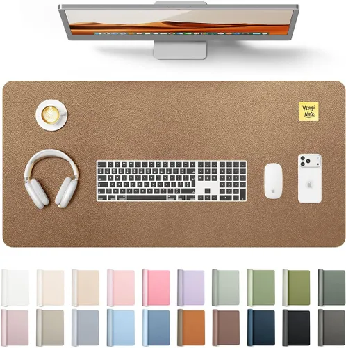 Vista 100 de YSAGi Protector de escritorio de cuero, tapete de oficina, alfombrilla grande para mouse, secante de cuero PU antideslizante, escritorio