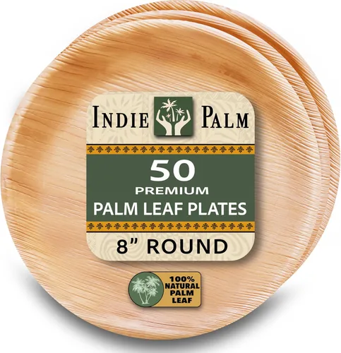 Vista 16 de Indie Palm Platos cuadrados desechables de hoja de palma de 6 pulgadas, alternativa compostable resistente, biodegradable a platos de bambú o platos