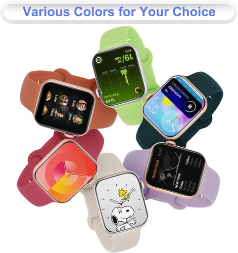 Vista 4 de Sport Silicone Band Compatible with Apple Watch 38mm 40mm 41mm 42mm 44mm 45mm 46mm 49mm Women Men, Soft Waterproof Strap Replacement Wristband for