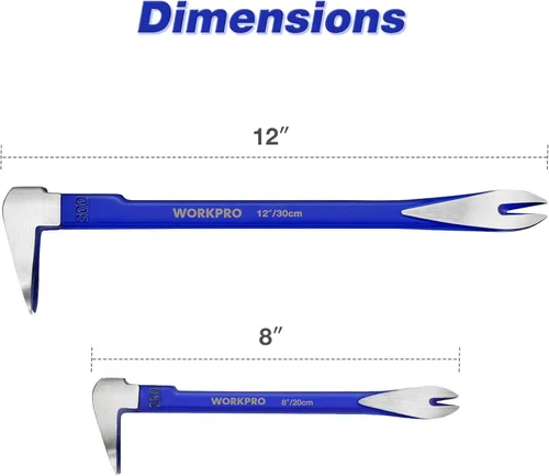 Vista 6 de WORKPRO Juego de 2 extractores de uñas, barra de palanca de 12 pulgadas, mini palanca de 8 pulgadas, removedor de uñas de patas de gatos, barra