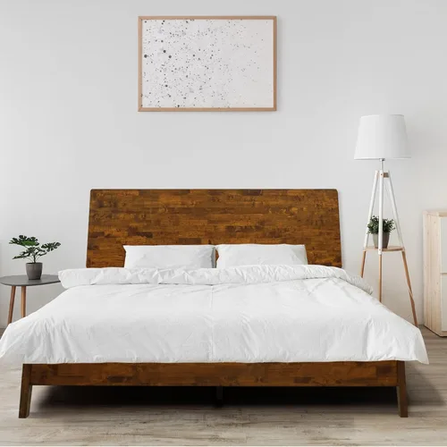 Acacia Serenity - Base de cama con cabecero de madera maciza, base de cama Queen, cabecera alta de madera compatible con todo tipo de colchones, no