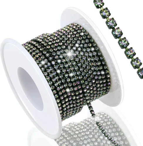 Vista 21 de Dowarm Cadena de cierre de diamantes de imitación de cristal de 10 yardas de 0.079 pulgadas para coser Crocs zapatos, ropa, vasos, cadena de Azul