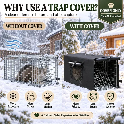 Vista 4 de HiCaptain - Jaula de trampa para animales vivos con cubierta de 32 pulgadas Jaula de trampa con cubierta de ventana