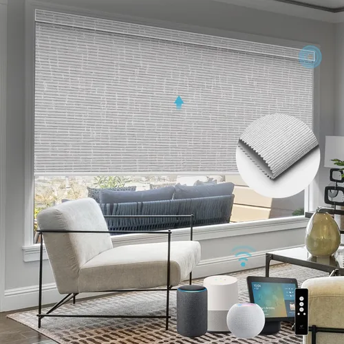 Vista 13 de SmartWings Persianas Motorizadas con Sombras para Ventana Control Remoto Funciona con Thread Apple Homekit Z-Wave Alexa 100% Blackout de Doble Cara