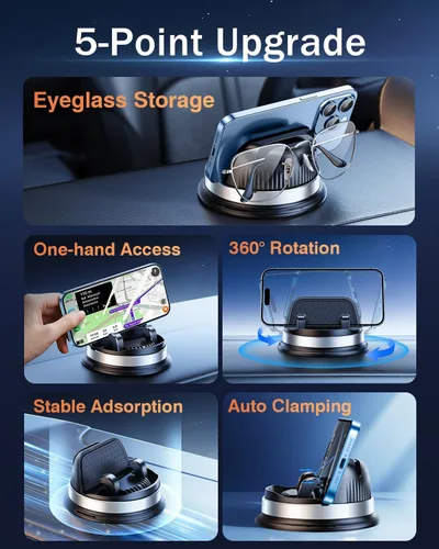Vista 4 de OATSBASF Soporte para teléfono celular para salpicadero, soporte de teléfono para automóvil giratorio de 360° con silicona antideslizante