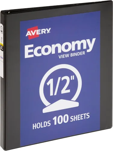 Vista 8 de Avery Economy View - Carpeta de 3 anillas, anillos redondos de 1 pulgada, 12 carpetas negras (05710)