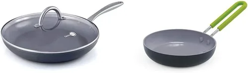GreenPan Sartén antiadherente de cerámica de 12 pulgadas, apta para horno, de cerámica, antiadherente, de 5 pulgadas, color negro