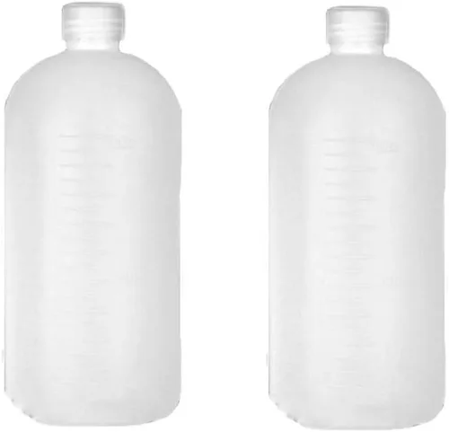 Botella de plástico de 33.8 fl oz/34 oz de reactivo químico de laboratorio graduado botella de sellado de muestra con tapón interior a prueba de