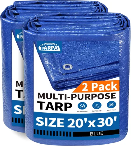 Vista 60 de TARPAL Lona azul de 6 x 6 pies, impermeable de 5 mil lonas pequeñas, cubierta protectora multiusos, cubierta de lona de polietileno para leña