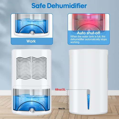 Vista 7 de Deshumidificador, deshumidificador para el hogar, tanque de agua de 68 onzas, pequeños deshumidificadores para dormitorio (1000 pies cuadrados)