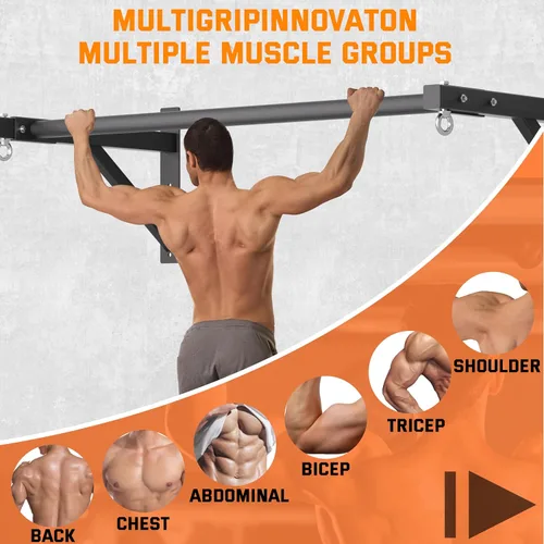 Vista 7 de Pull Up Bar Wall Mounted, Heavy Duty 650 lbs Capacity Chin Up Bar, 48" Multi-Grip Strength Training Pull-up Bars, for Home Gym Garage/Backyard Total