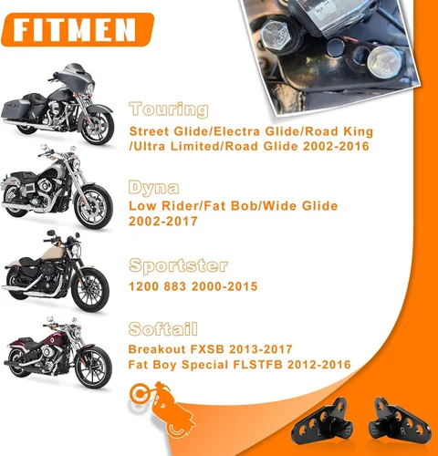 Vista 2 de Kits de descenso trasero ajustable para motocicleta Eumti 1"2"3" Compatible con Harley Touring Standards Street Glide Electra Glide Ultra Glide Road
