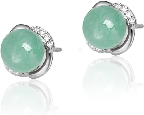 Vista 19 de Jade Earrings Studs,Green Jade Earrings for Women,925 Sterling Silver Earrings Studs for Sensitive Ears,Handmade Jade Earrings for Birthday