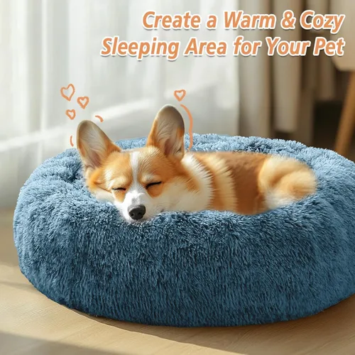 Vista 190 de JOLLYVOGUE Cama Calmante para Perros Pequeños - Cama para Perros Pequeños en Forma de Dona Lavable de 23 Pulgadas para Gatitos y Cachorros, Camas