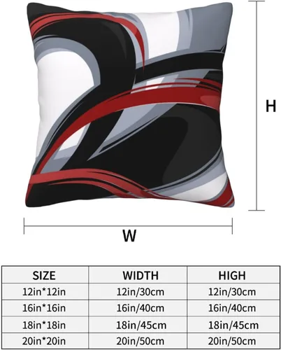 Vista 2 de Lcokin - Fundas de almohada decorativas con rayas rojas y negras abstractas, 16 x 16 pulgadas, juego de 2, funda cuadrada de cojín gris para sofá