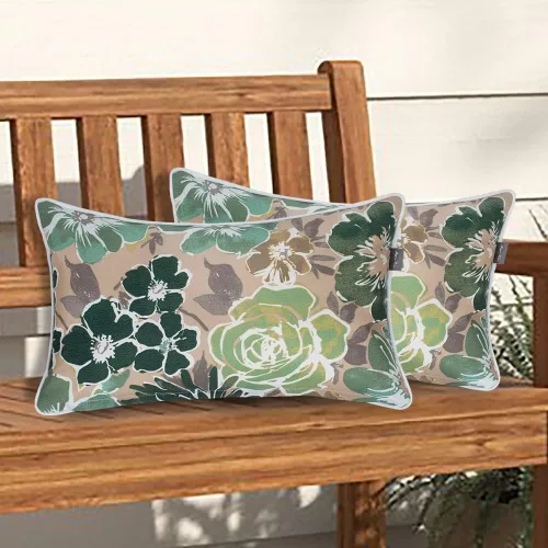 Vista 4 de Magpie Fabrics - Juego de 2 fundas de cojín para patio con inserto de 18 x 18 pulgadas, funda decorativa resistente a la decoloración para sofá